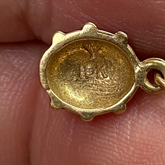 Charming 10K Gold Italian Chain Red Enamel Ladybug Charm Necklace Lucky Pendant - Picture 6 of 9